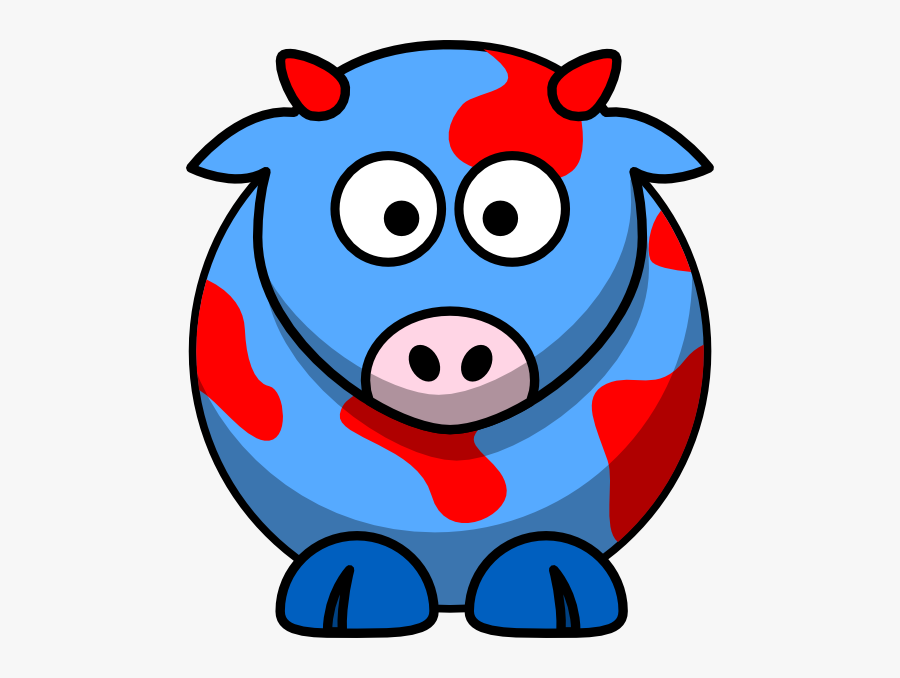 Blue/red Cow Svg Clip Arts - Cartoon Red And White Cow, Transparent Clipart