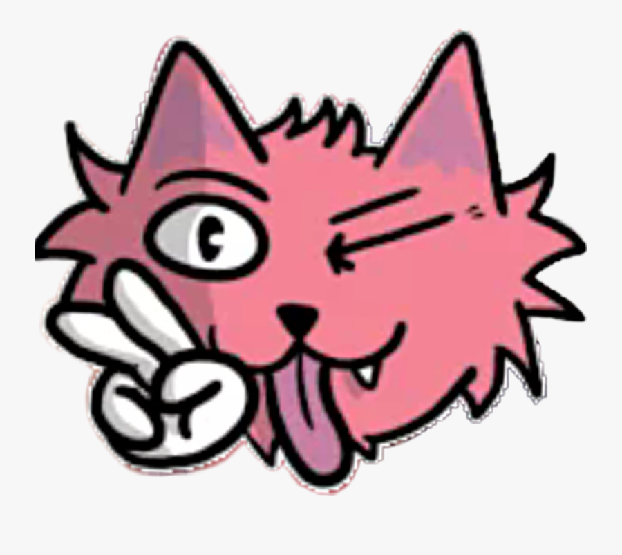 #pinkkitten #pink #kitty #wink #peace - Cartoon, Transparent Clipart