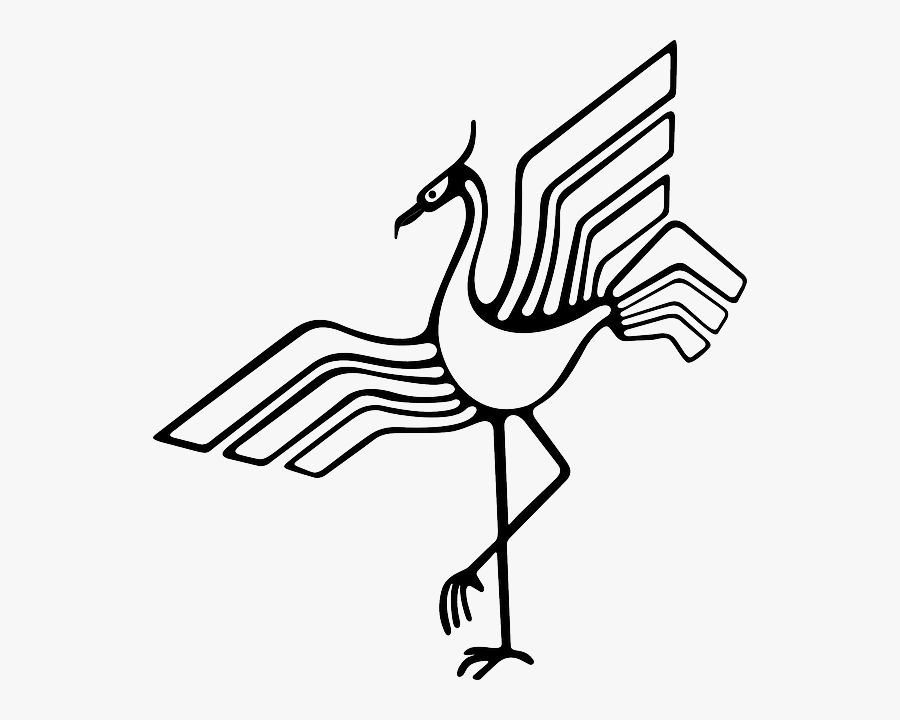 Beak, Bird, Feathers, Plumes, Black, Outline - Crane Bird Emblem Clipart, Transparent Clipart