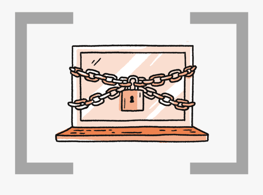 Icon Of Laptop With Padlock And Chains Around It, Transparent Clipart