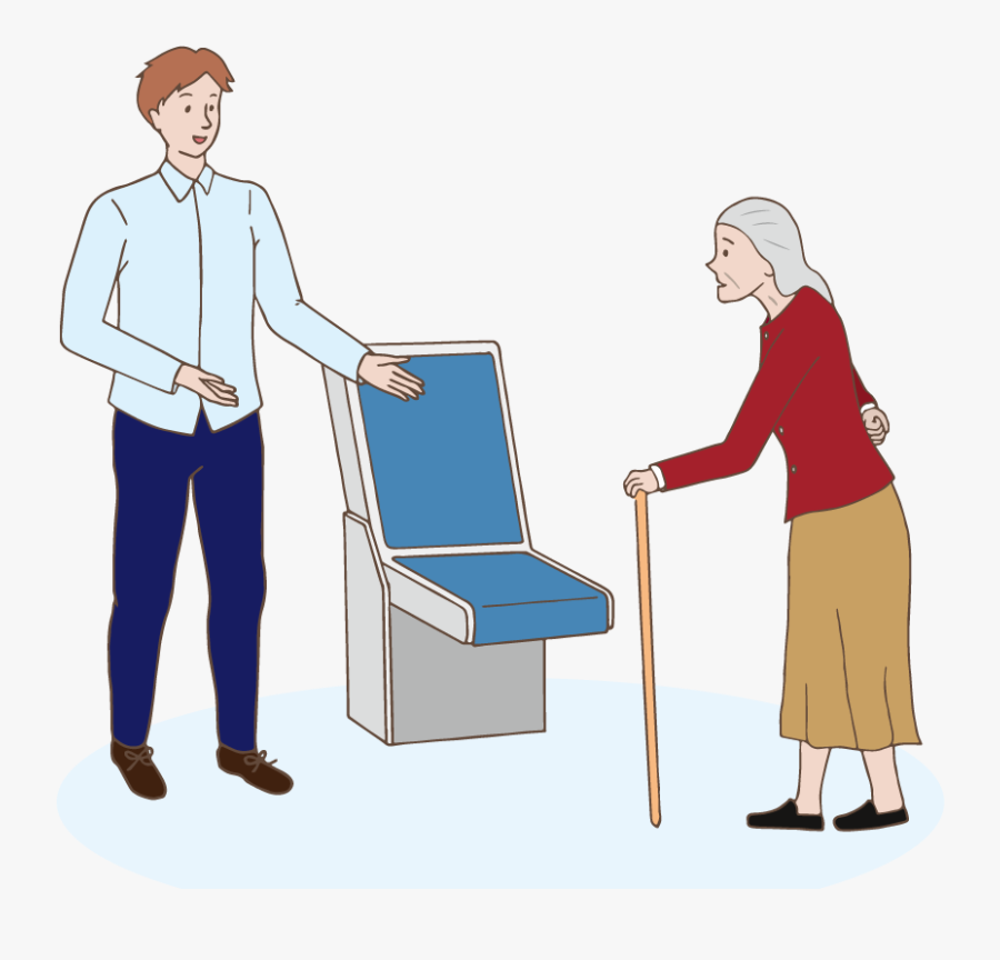 A Man Gives Up His Seat For Old Lady - Giving Up Seats Clipart, Transparent Clipart