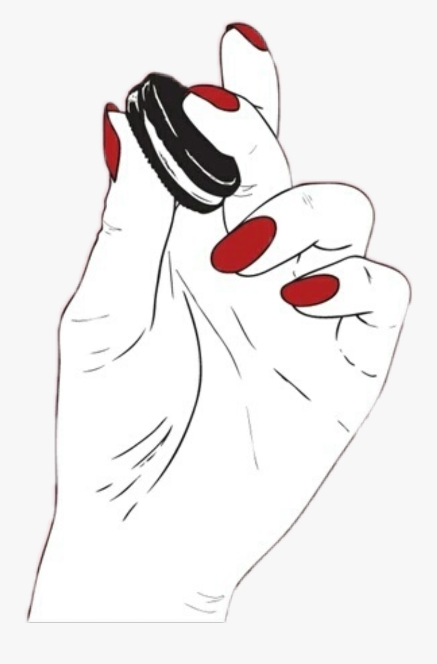 #oreo #mano #red #nails - Aesthetic Tumblr Hand, Transparent Clipart