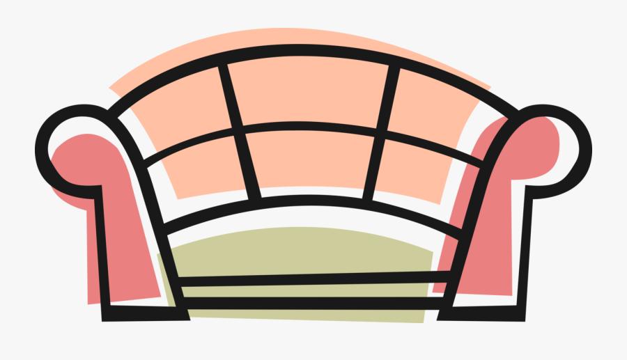 Vector Illustration Of Living Room Upholstered Couch, Transparent Clipart