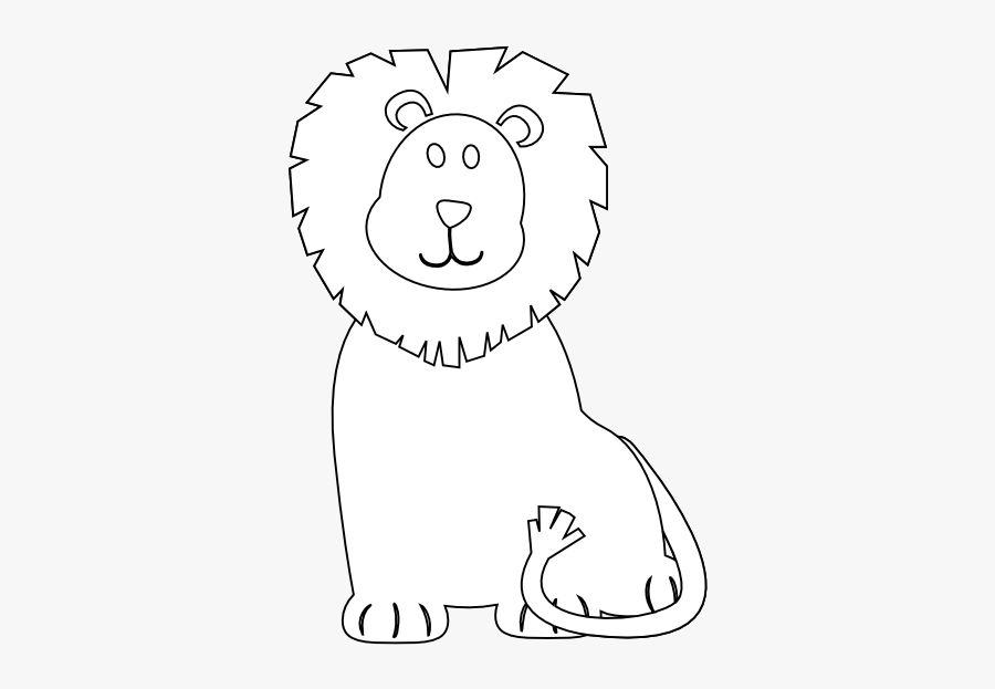 Colorful Animal Lion Black White Line Art Animal 555px - Clip Art, Transparent Clipart
