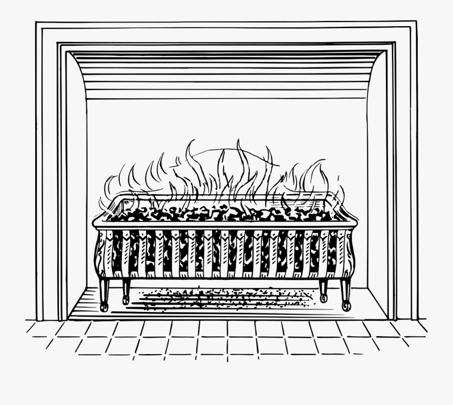 Fireplace - Fireplace Black And White, Transparent Clipart