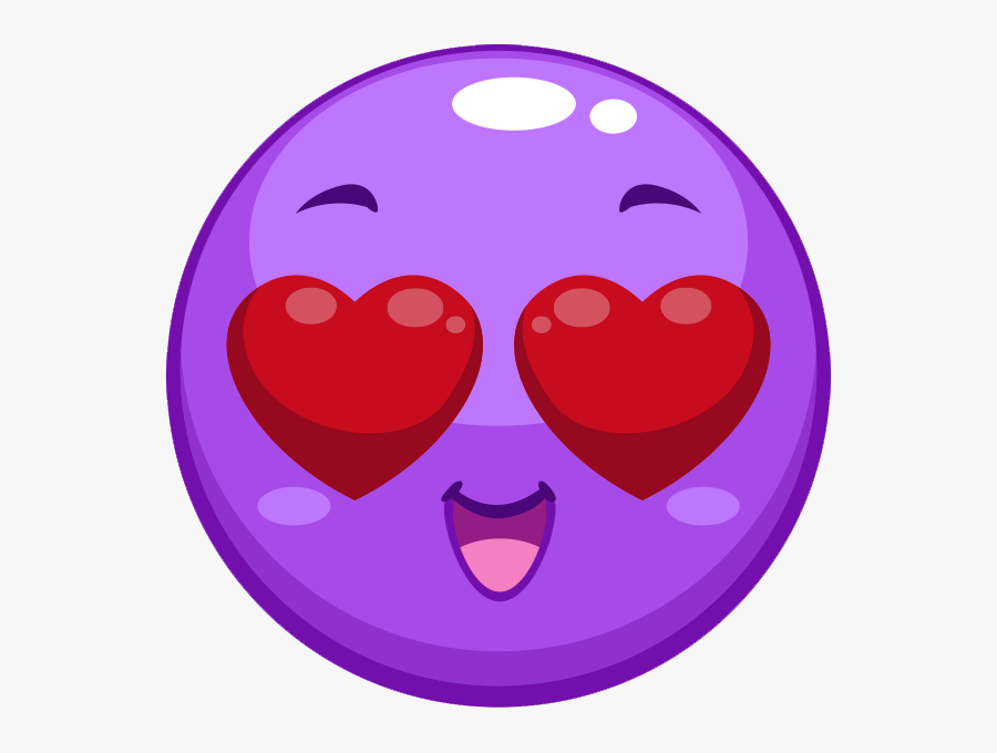 Transparent Skull Emoji Png - Purple Heart Eyes Emoji, Transparent Clipart