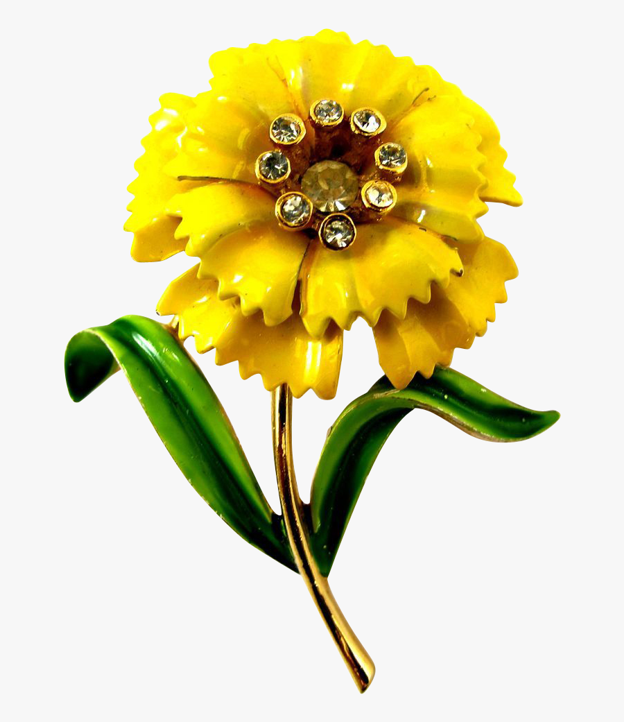 Crown Trifari Yellow Enamel Carnation Flower Pin Advertisement - Carnation, Transparent Clipart