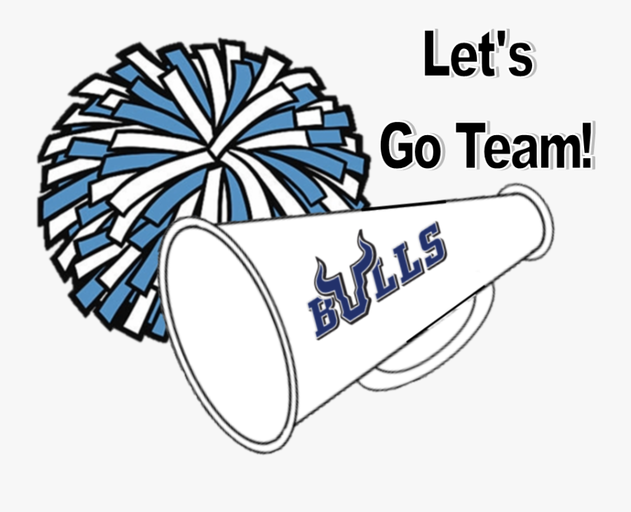 Bull Horn With Let"s Go Team - Cheer Pom Poms Clipart, Transparent Clipart