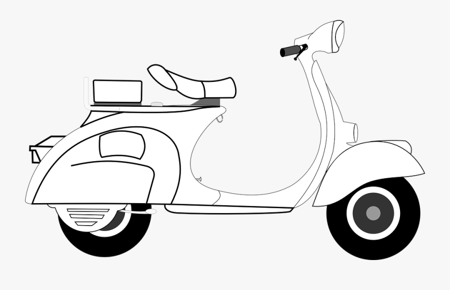 Scooter, Vespa, Art, Isolated, Motorcycle, Transport - Scooter Image Black And White, Transparent Clipart