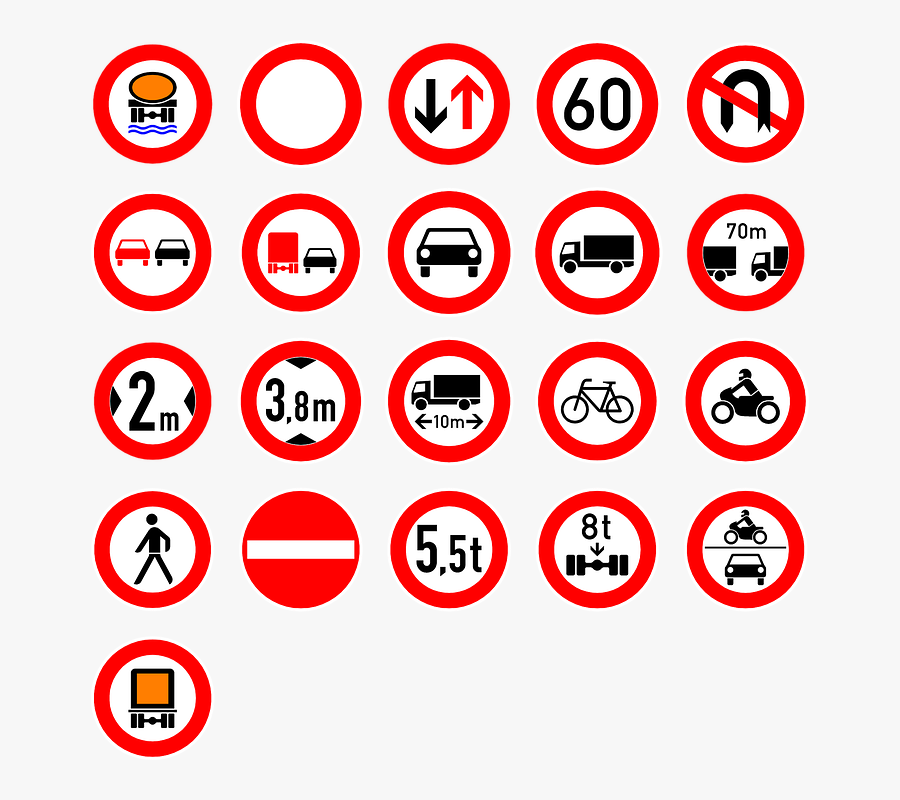 Free Vector Roadsigns Clip Art - Las Señales De Transporte, Transparent Clipart