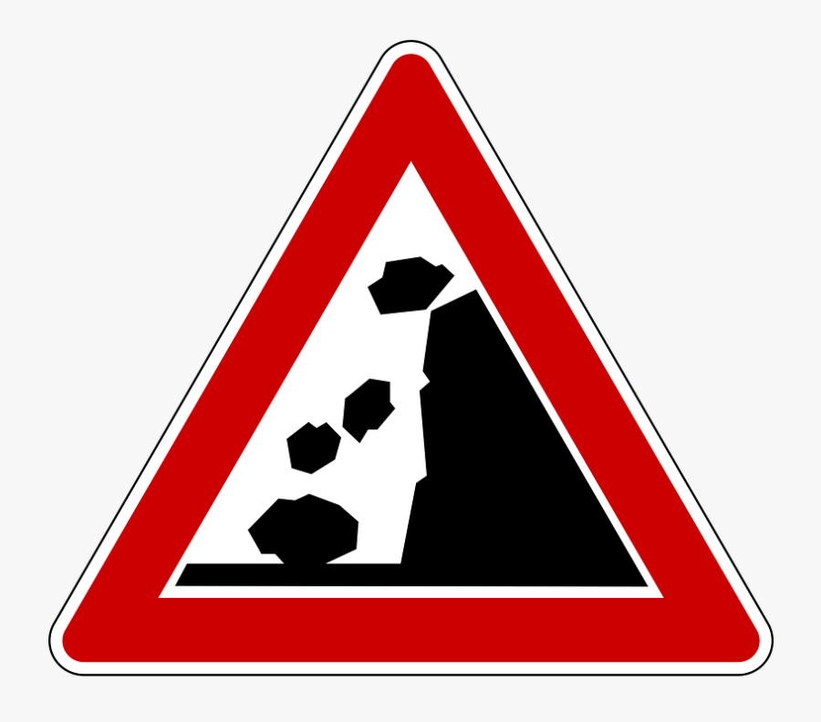Falling Rocks Warning Road Sign - Haben Sie Bei Dieser Verkehrszeichenkombination Zu, Transparent Clipart