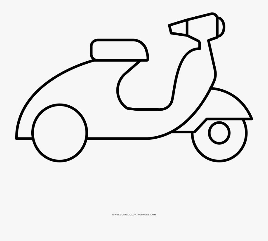 Moped Coloring Page - Line Art, Transparent Clipart