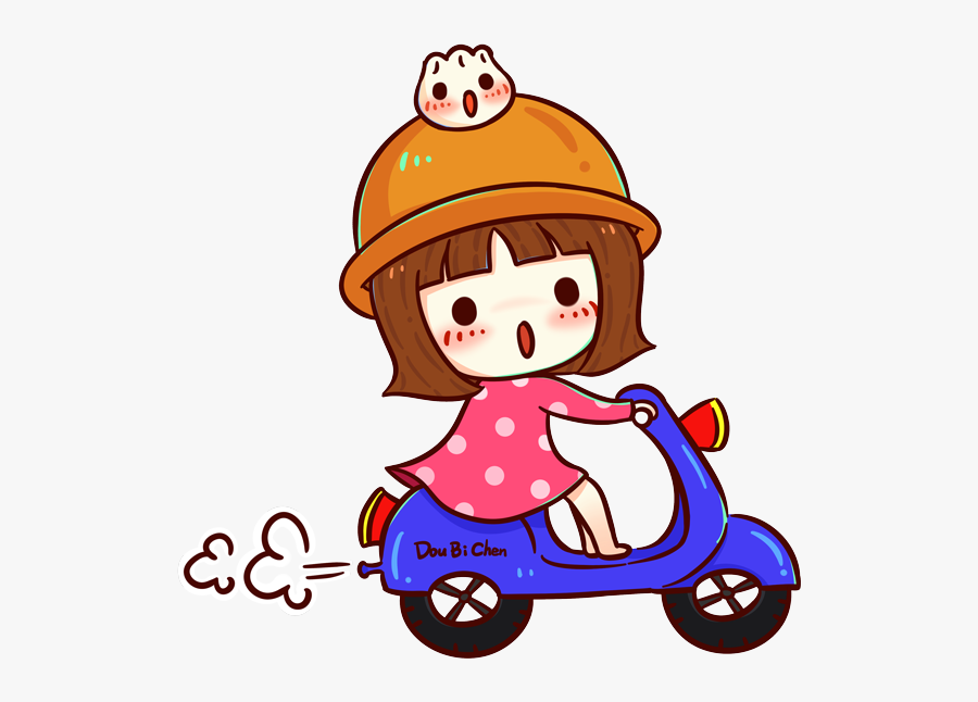 #girl #cute #scooter #ftestickers - Motorcycle Cartoon Png, Transparent Clipart