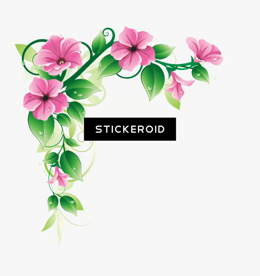 Flowers Borders High-quality - Flower With Leaves Border Design, Transparent Clipart