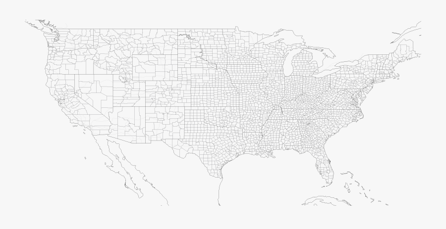 Us Blank County Map World Maps Best Of - Map, Transparent Clipart