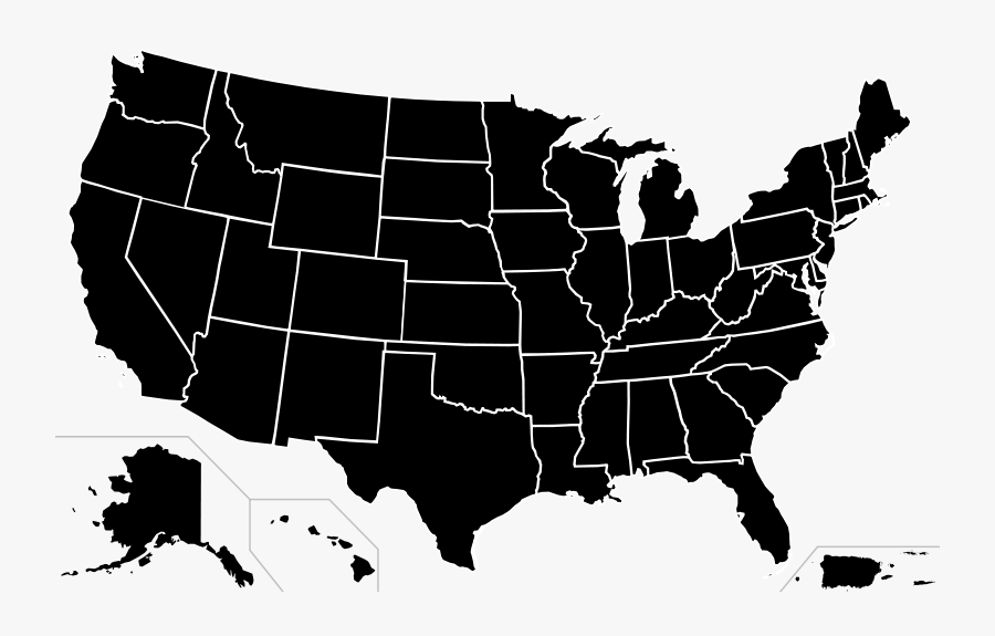 United States Map Black, Transparent Clipart