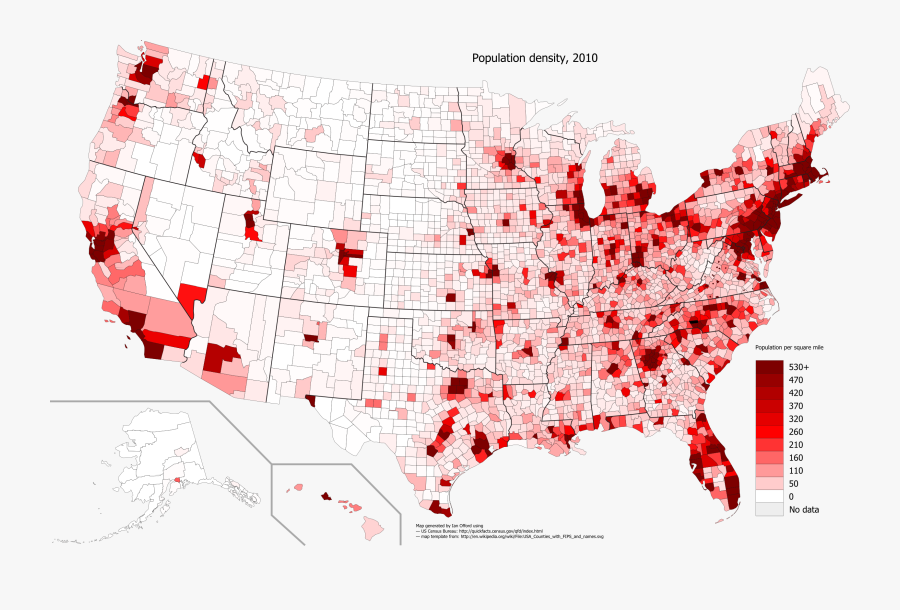 Us Population Density Map From Images - Us Population Map 2018, Transparent Clipart