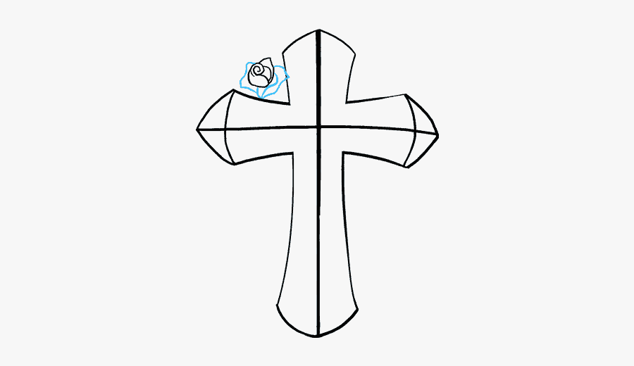 How To Draw Cross With A Rose - Graffiti Easy Cross Drawings, Transparent Clipart