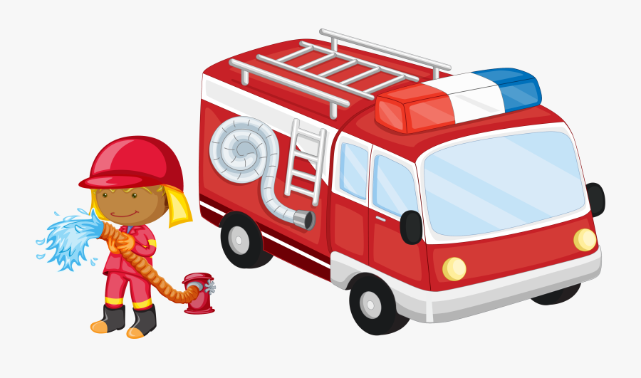 Transparent Fire Truck Clip Art - 消防 车 卡通 图案, Transparent Clipart
