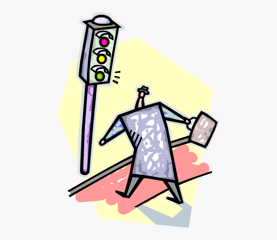 Vector Illustration Of Businessman Crosses Street At, Transparent Clipart