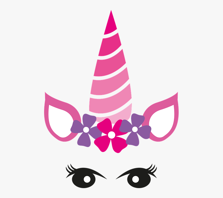 Unicorn, Unicorn Crown, Flower Crown, Invitations - Unicorn With Eyes Open, Transparent Clipart