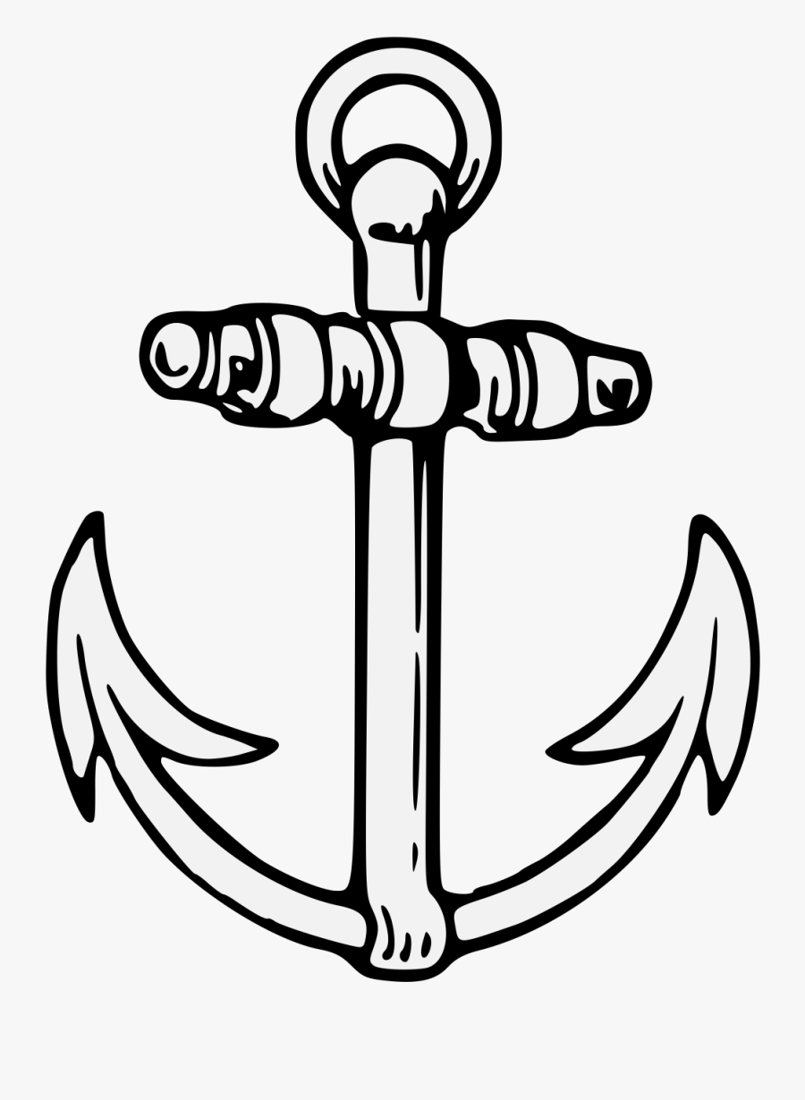 Graphic Free Stock Heraldic Art - Cartoon Anchor Black And White, Transparent Clipart