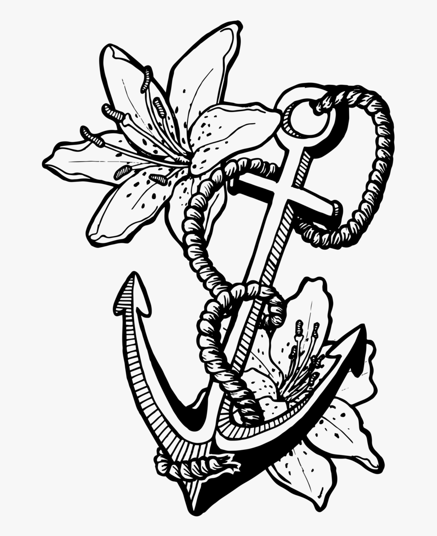 Clip Art American Traditional Anchor - Girly Anchor Coloring Page, Transparent Clipart