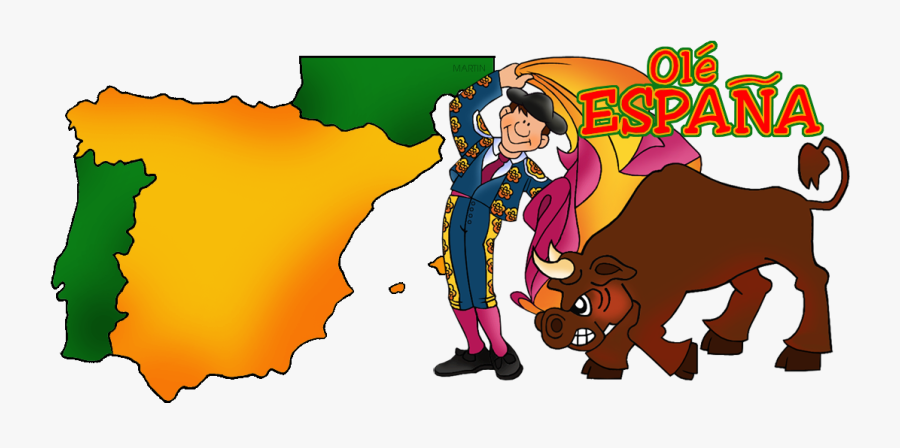 Spain Map - Spanish Bull Fight Cartoon, Transparent Clipart