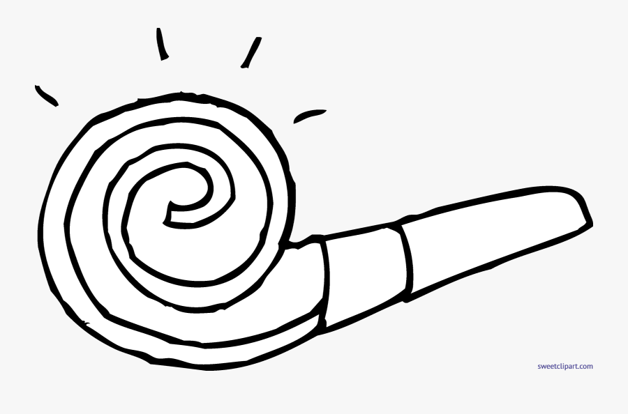 Party Blower Coloring Page Clip Art - Black And White Clipart Birthday Transparent, Transparent Clipart