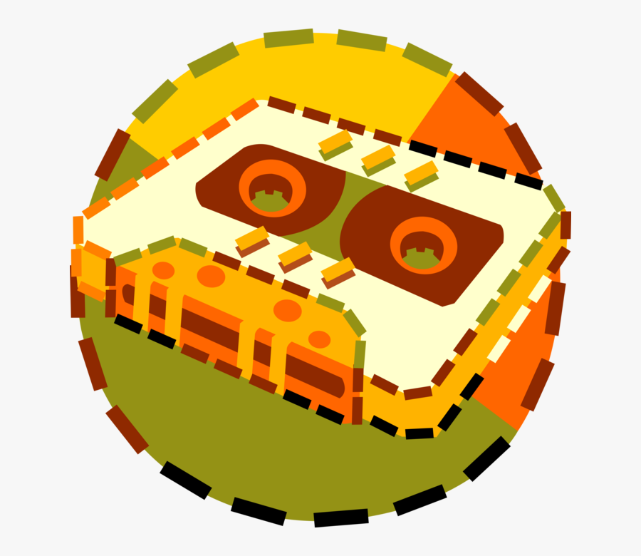 Vector Illustration Of Audio Entertainment Analog Cassette - Circle, Transparent Clipart
