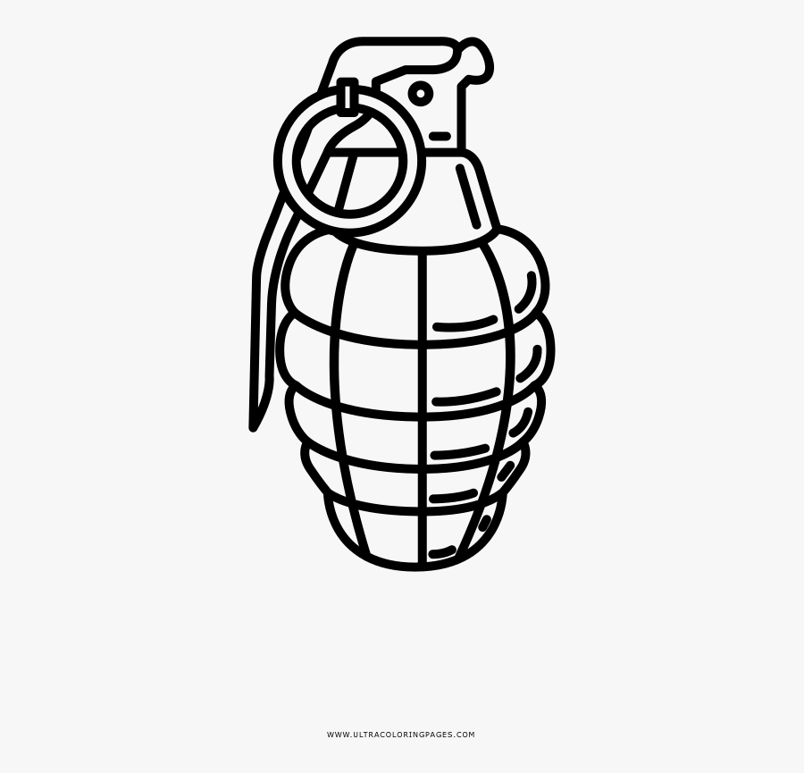 Hand Grenade Coloring Page - Desenho De Uma Granada, Transparent Clipart