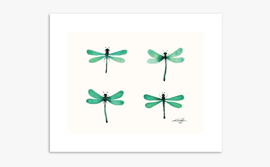Four Dragonflies 4 Wall Art - Abstract Dragonfly Watercolor, Transparent Clipart