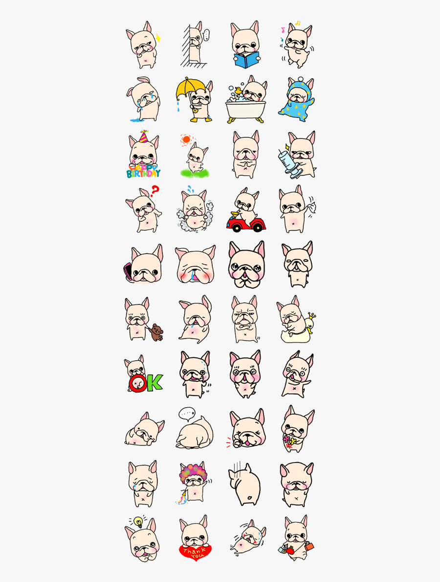 French Bulldog Line Sticker, Transparent Clipart