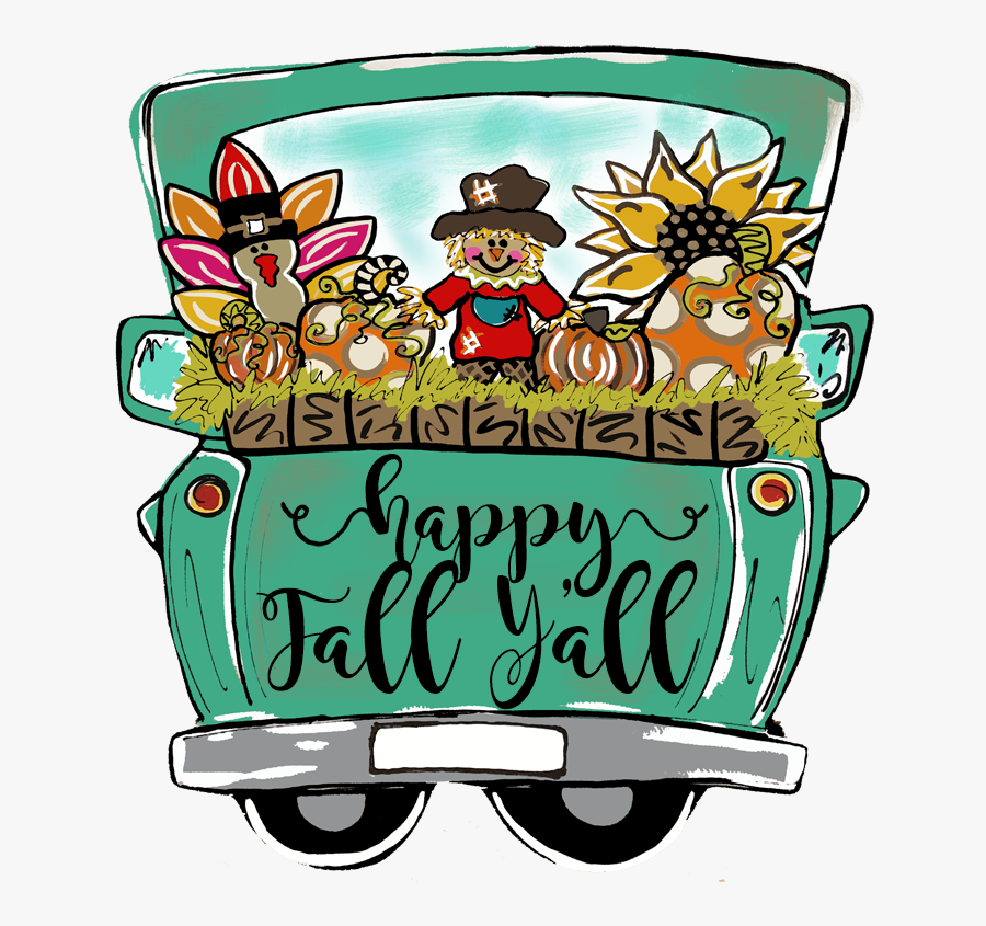 Fall Truck Pumpkin Door Hanger - Fall Truck Door Hanger, Transparent Clipart