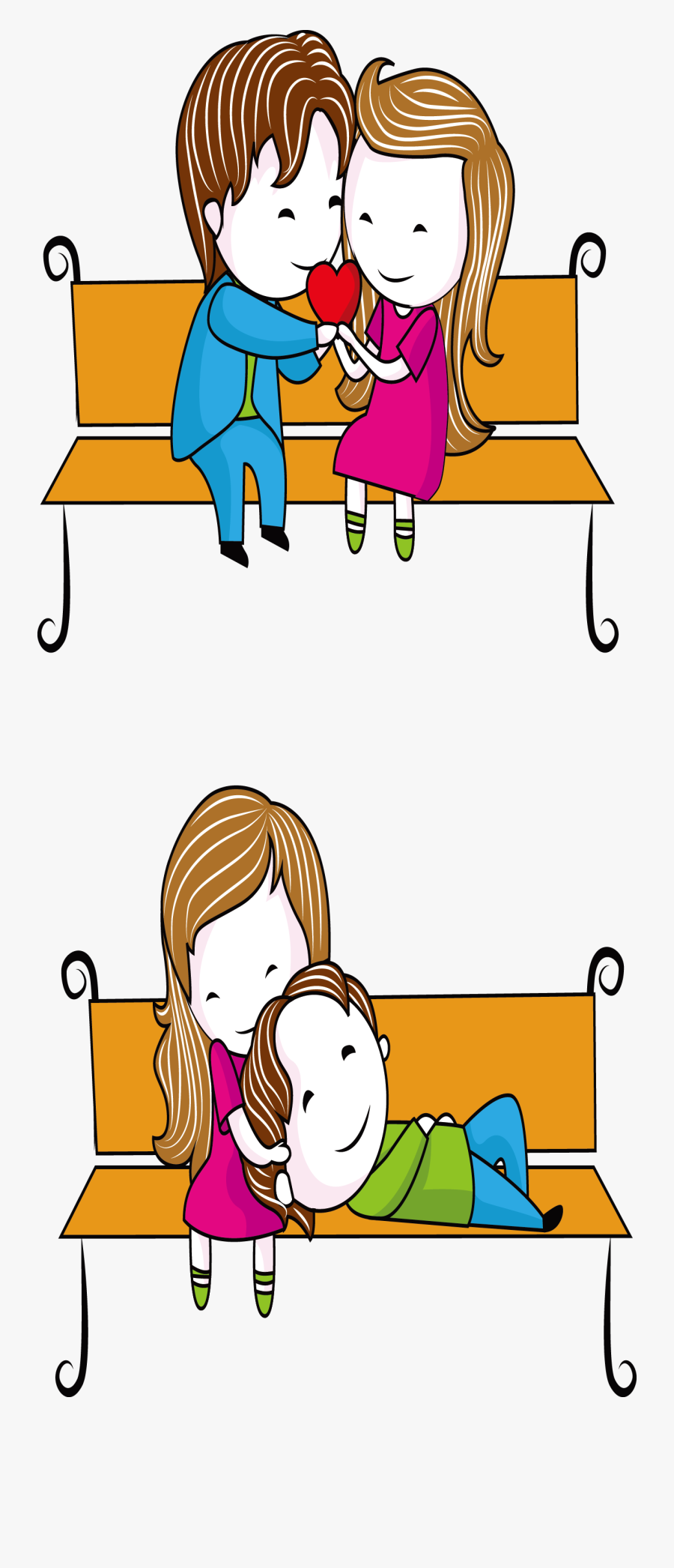 Couples Clip Fall In Love - Cartoon, Transparent Clipart
