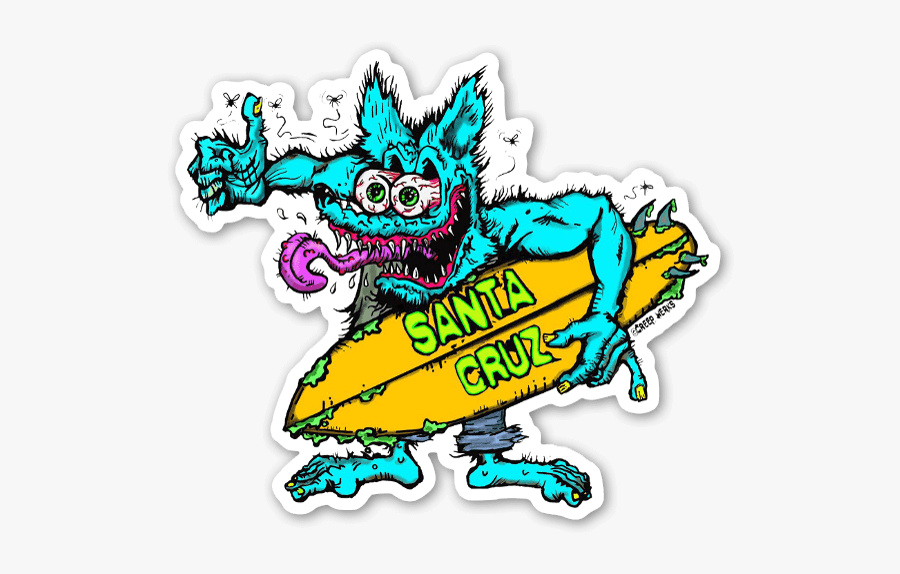 Santa Cruz Crazed Wolf Surfer Sticker - Stickers Santa Cruz, Transparent Clipart