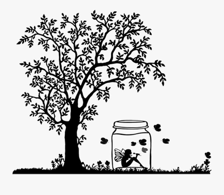 Silhouette, Elf, Female, Fantasy, Friendly, Woman - Fantasy Tree Silhouette, Transparent Clipart