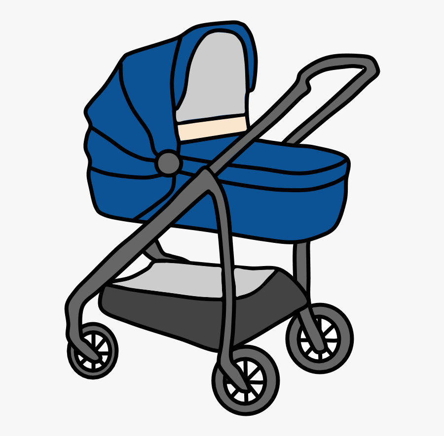 Stroller, Blue Cover, Basket - Baby Carriage, Transparent Clipart