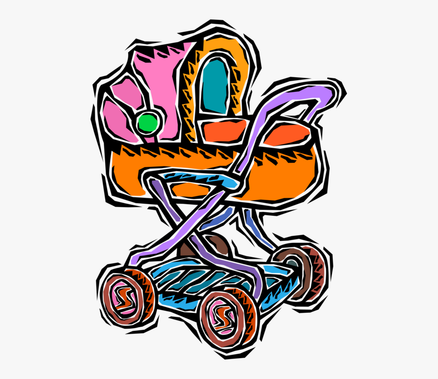 Vector Illustration Of Baby Carriage Pram Stroller, Transparent Clipart