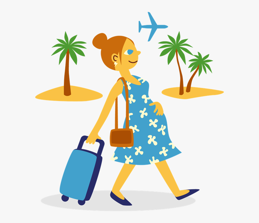 Pregnancy Travel Illustration Helsinki Png Download - Travelling Pregnant Cartoon, Transparent Clipart