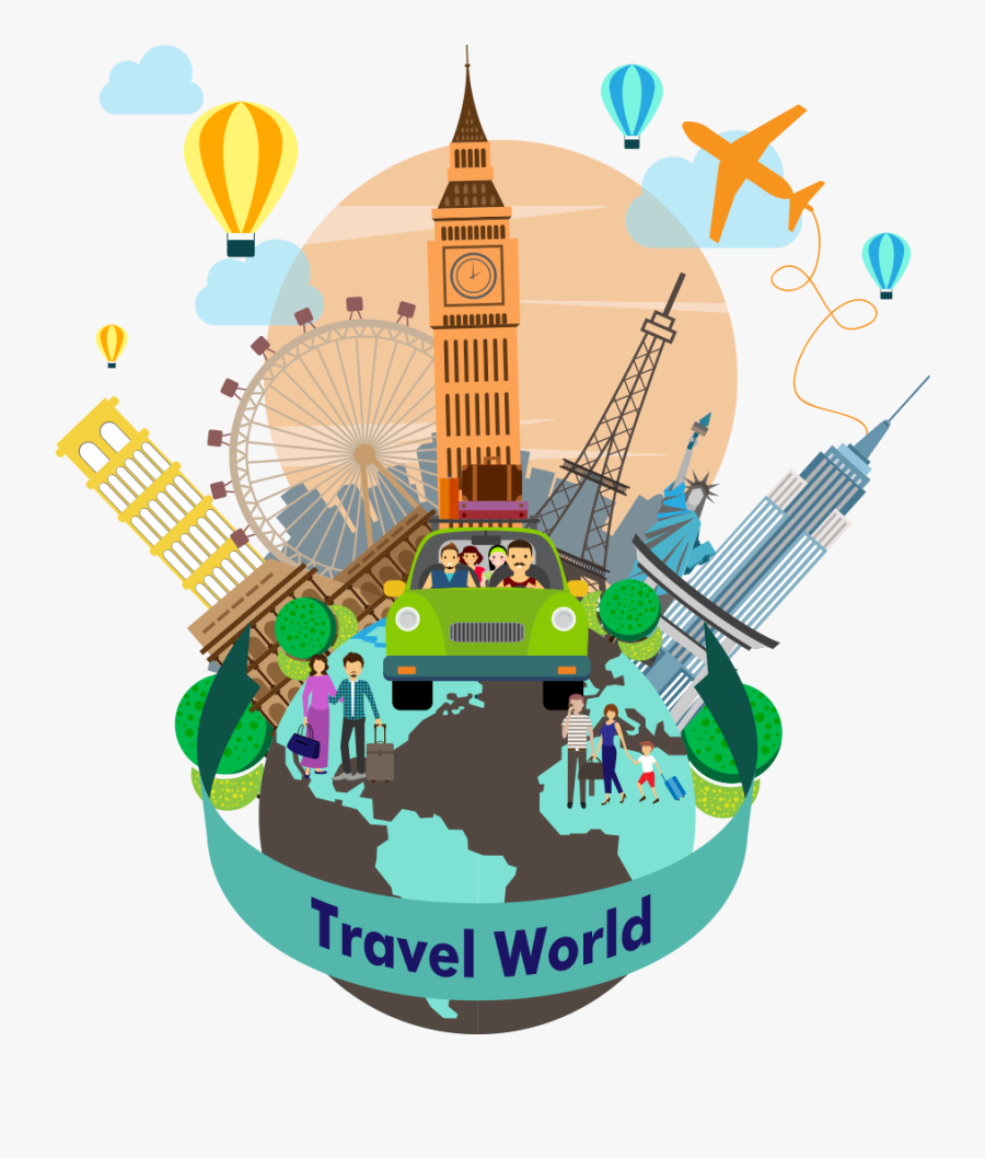 Traveling Clipart World Cities - Travel The World Background, Transparent Clipart
