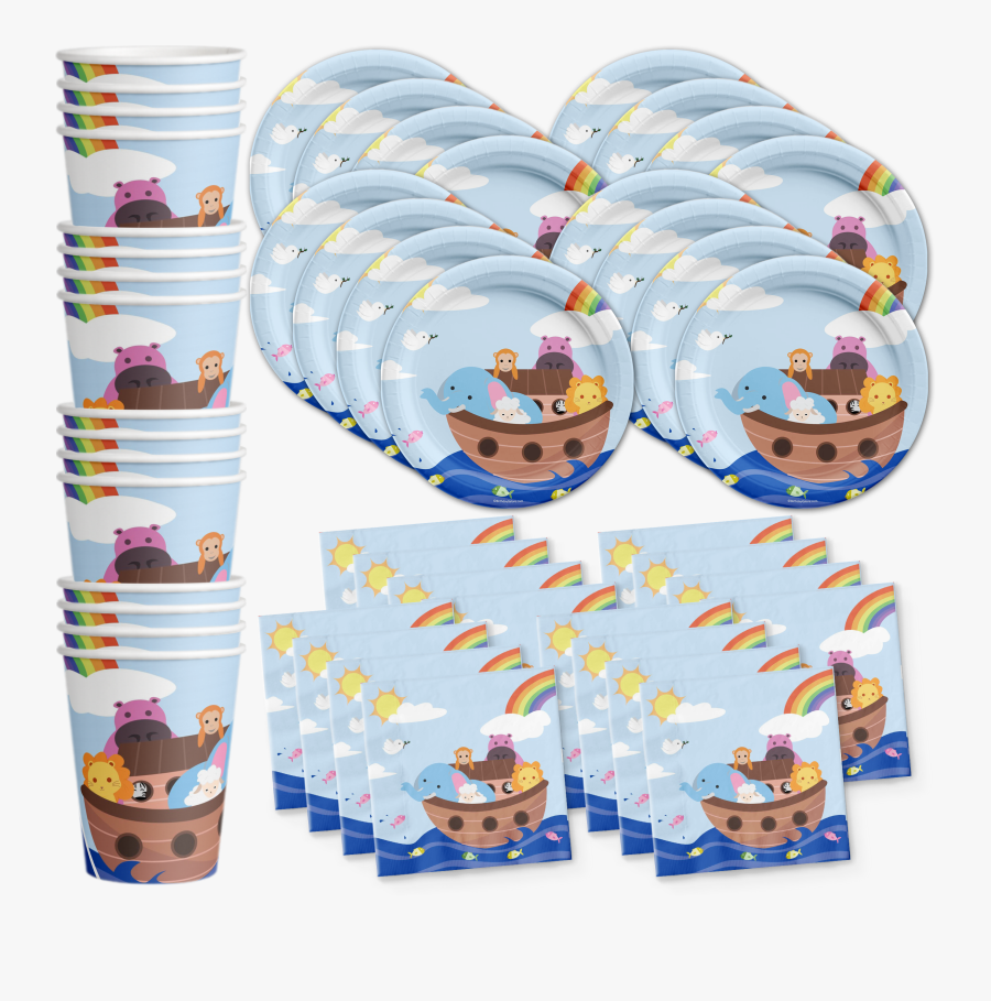 Noahs Ark Birthday Party Tableware Kit For 16 Guests, Transparent Clipart