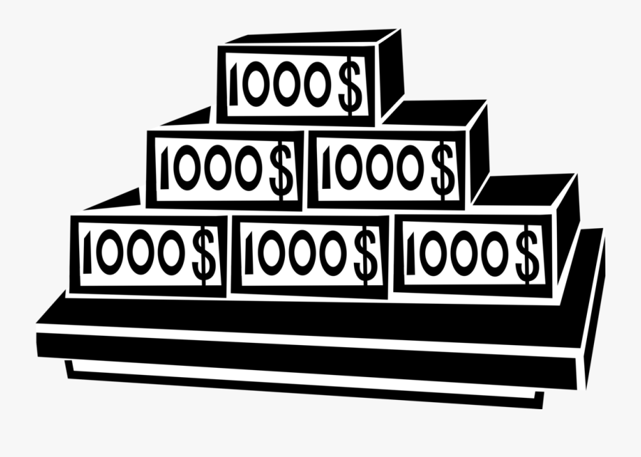 Vector Illustration Of Financial Concept Stack Of $1000, Transparent Clipart