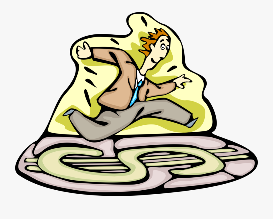 Vector Illustration Of Businessman Leaps Over Cash, Transparent Clipart