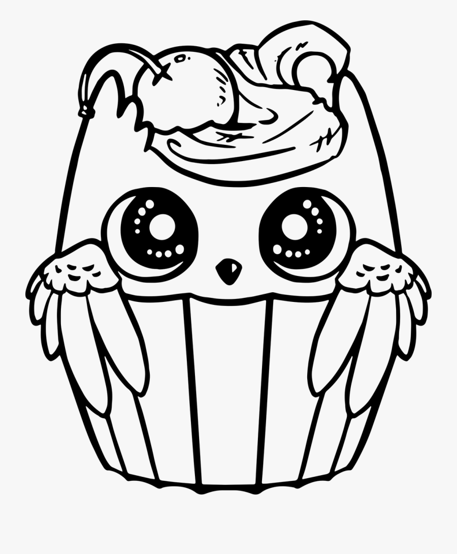 Cute Owl Bird Free Picture - Owl Cupcake Drawing, Transparent Clipart