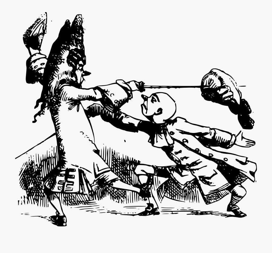 Fencing Persons And A Wig - Cartoon, Transparent Clipart