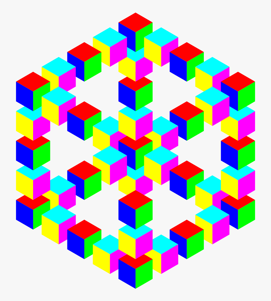Impossible Hexagon Cube - Optical Illusion 3d Cube, Transparent Clipart