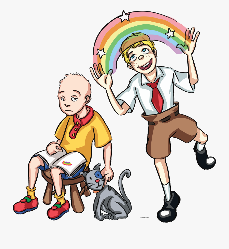 Caillou And Spongebob Human Clipart Png - Kids Following The Rules, Transparent Clipart