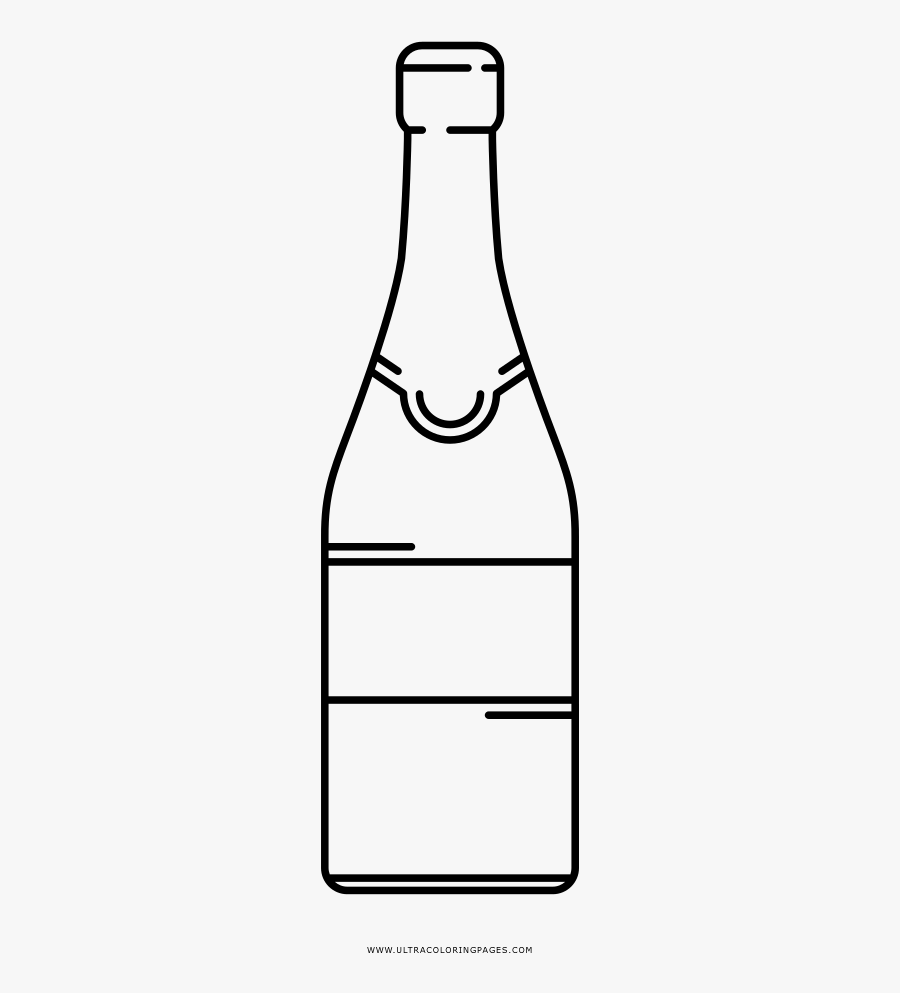 Champagne Bottle Coloring Page - Glass Bottle, Transparent Clipart