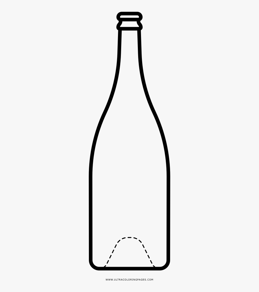 Champagne Bottle Coloring Page, Transparent Clipart